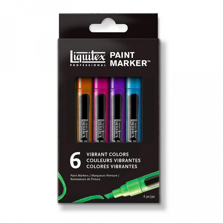 Набор акриловых маркеров Liquitex "Paint marker Fine" Vibrant 6 цв*2 мм