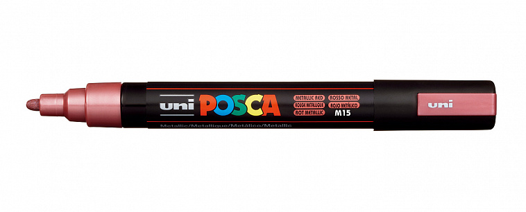 Маркер UNI "POSCA" PC-5M, 1,8-2,5 мм, наконечник пулевидный, цвет красный металлик 606x758