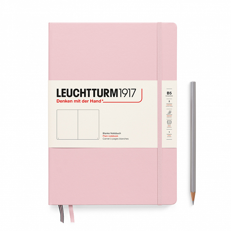 Блокнот нелинованный Leuchtturm1917 Composition B5 109 л, твердая обложка Розовый 606x758