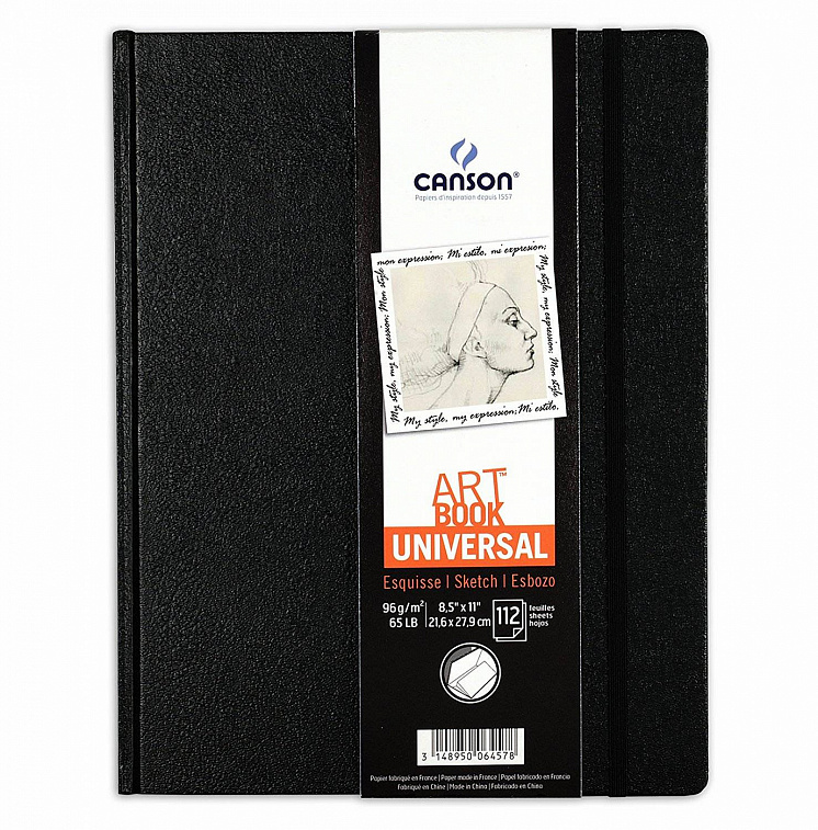 Блокнот для графики Canson "Art Book Universal", 21,6х27,9 см., 112 л., 96 гр/м2, застежка-резинка