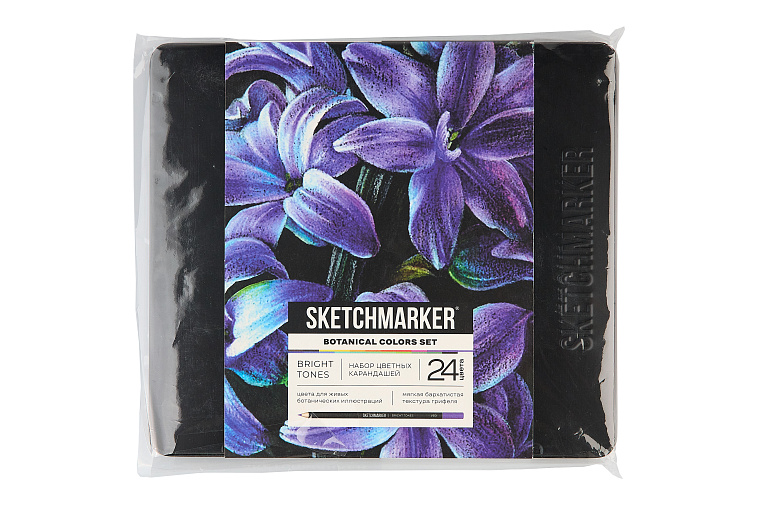 Набор карандашей цветные Sketchmarker "Ботаника", 24 цвета, жестяной пенал 606x758