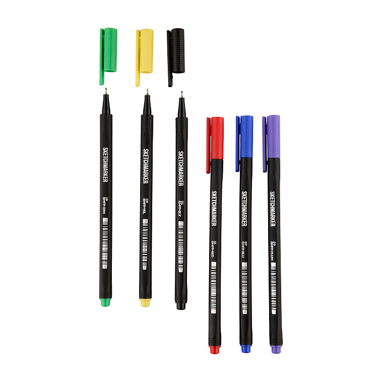Набор цветных линеров Sketchmarker "Artist Fine Pen" Main 6 цветов в картонной упаковке 606x758