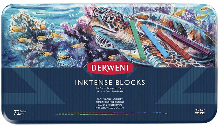 Набор чернильных блоков Derwent "Inktense" 72 цв 75*8 мм в метал кор  