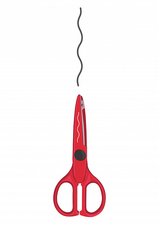 Ножницы фигурные MILAN "ZIGZAG" 16 см, пластиковые ручки цвет красный