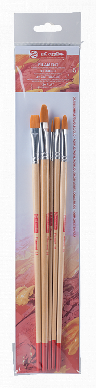 Набор кистей Синтетика Talens "Art Creation" 5 шт (пл №10,14, кр №6, кя №10,14) длинная ручка    606x758