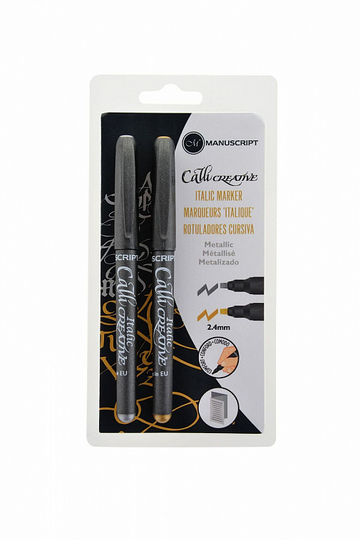 Набор маркеров для каллиграфии Manuscript "CalliCreative Metallic" 2 шт 2,4 мм, серебро + золото