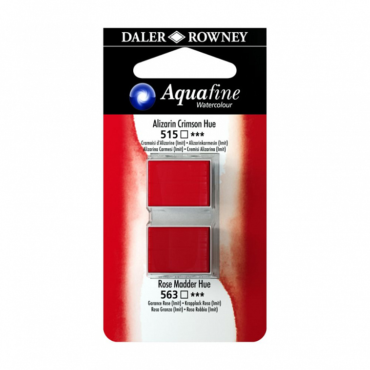 Акварель Daler-Rowney "AQUAFINE" в кюветах, 2 шт, ализариновый кармазин/крапплак розовый 606x758