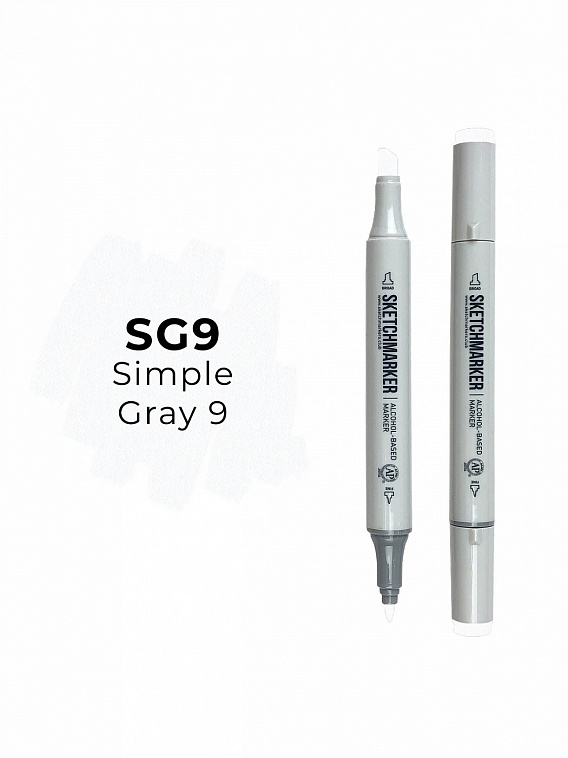Маркер двухсторонний на спиртовой основе Sketchmarker Цвет Простой серый 9 606x758
