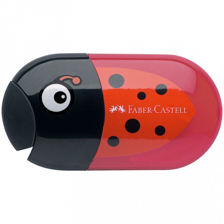 Точилка пластиковая с ластиком Faber-Castell "Animals", 2 отверстия, контейнер, ассорти