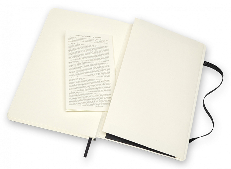 Блокнот в линейку Moleskine "Le Leather" Large 13x21 см 192 стр., обложка мягкая натур. кожа черная 606x758