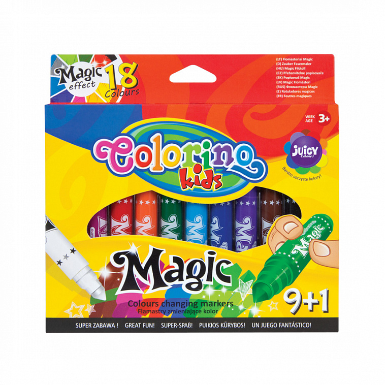 Набор фломастеров Colorino "Magic 1+1=3"  9 цветов + 1 белый 606x758
