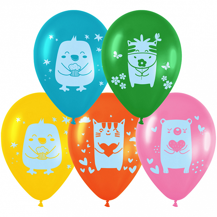 Воздушные шары MESHU "Kids friends" 10 шт., М12/30 см, пастель, ассорти