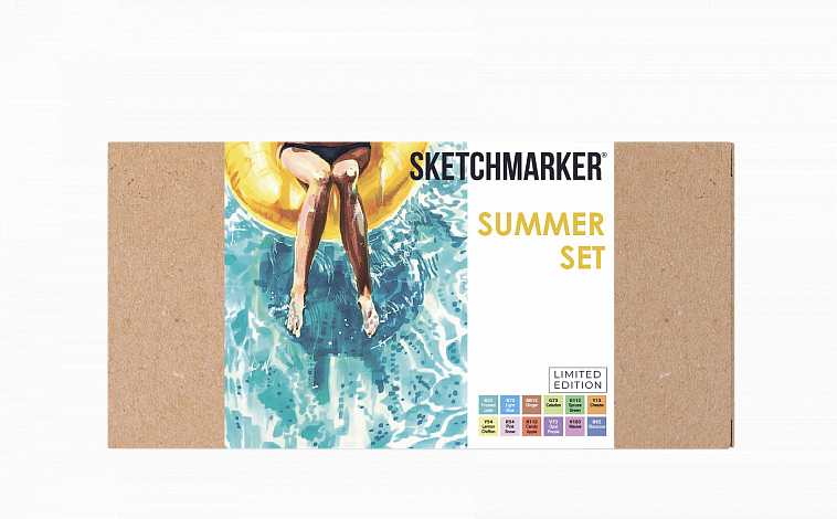 Набор маркеров Sketchmarker Summer 12 шт + линеры и скетчбук