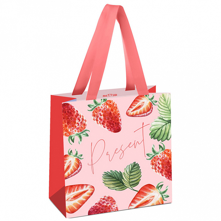 Пакет подарочный MESHU "Strawberry" 20*20*10 см 606x758