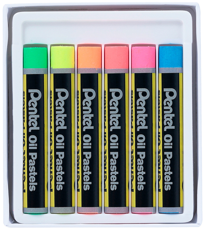Набор пастели масляная Pentel 6 цв,  флуоресцентная 606x758