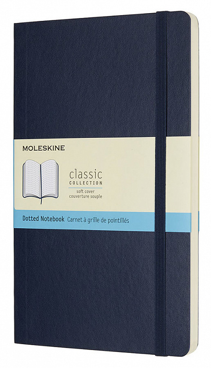 Блокнот в точку Moleskine "Classic Soft" Large 13х21 см 192 стр., обложка мягкая синяя сапфир