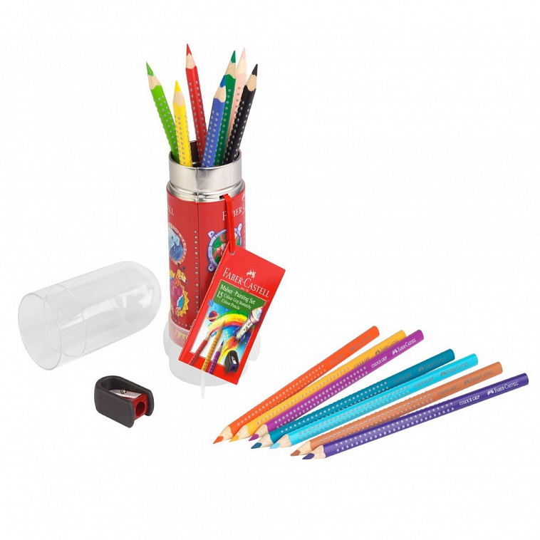 Цветные карандаши Grip, в пласт. тубе "Ракета", 15 шт., набор цветов