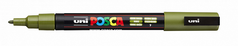 Маркер UNI "POSCA" PC-3M, 0,9-1,3 мм, наконечник пулевидный, №7 цвет хаки 606x758