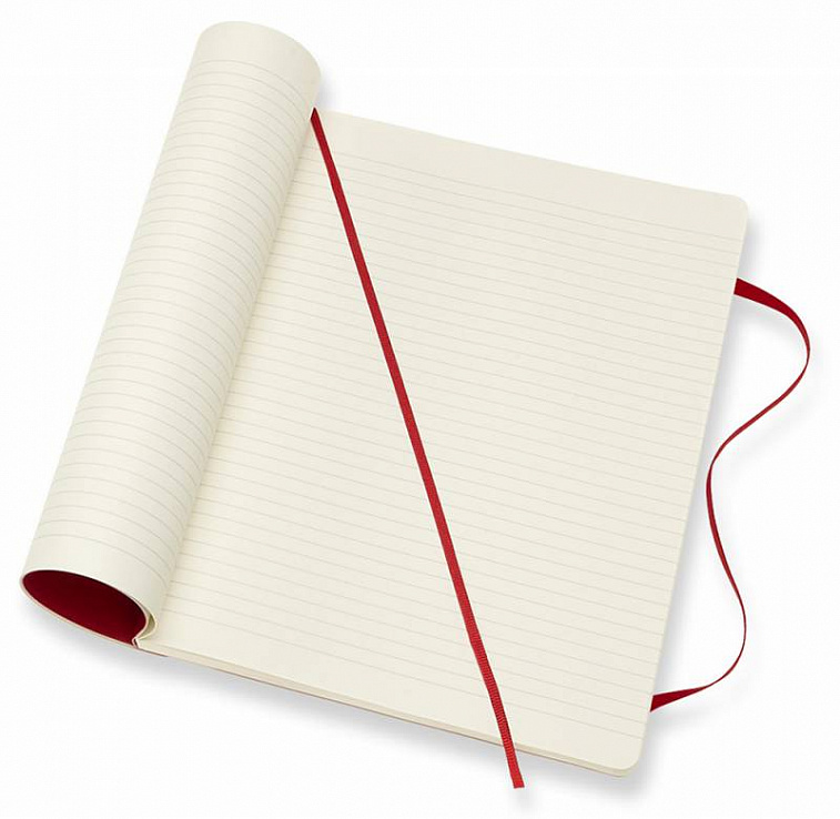 Записная книжка в линейку Moleskine "Classic Soft" XLarge 190х250 мм 192 стр, обложка красная