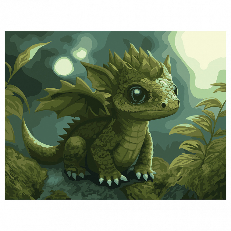 Картина по номерам на картоне ТРИ СОВЫ "Зеленый дракон", 30*40 см, с акриловыми красками и кистями