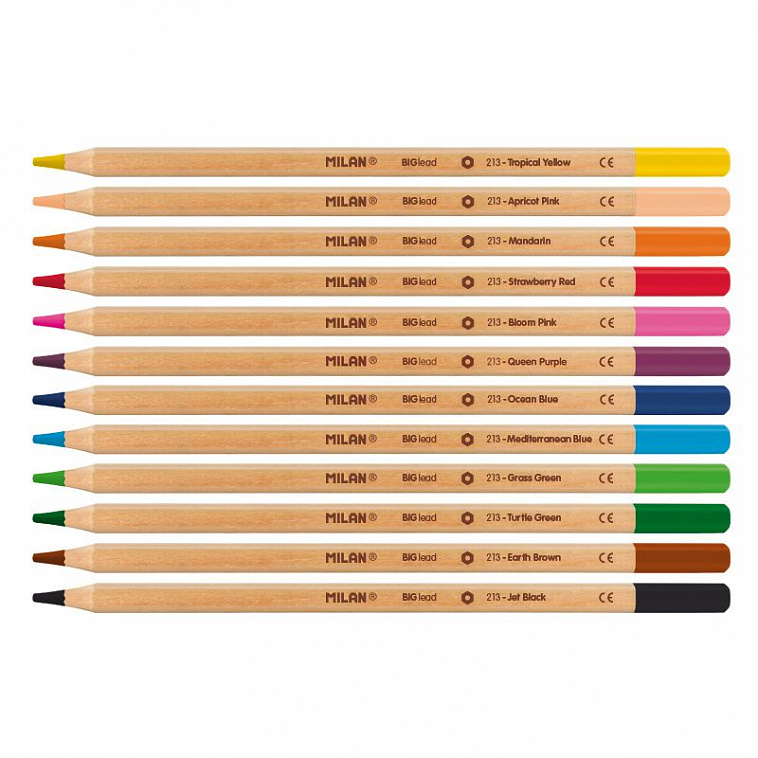 Набор цветных карандашей MILAN 12 цв, грифель 3.5 мм, в металлической упаковке