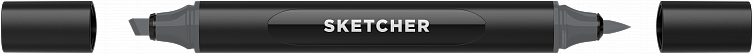 Маркер для скетчинга Molotow "Sketcher" NG560 c кистью и скошенным пером neutral grey 5 606x758