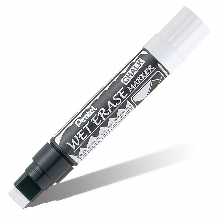 Маркер на водной основе, двусторонний Pentel "Wet Erase Marker" 10 мм/ 15 мм, белый