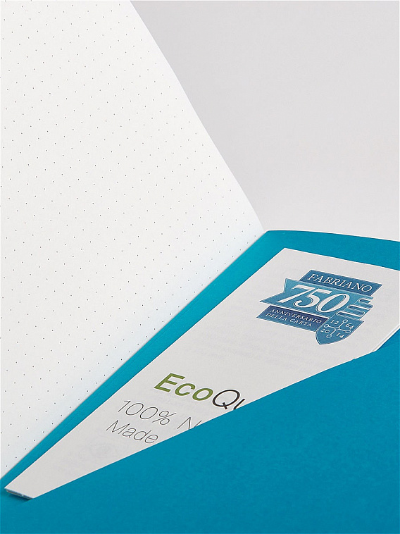 Блокнот на резинке Fabriano "EcoQua" А5 80 л 85 г, обложка бирюзовая 