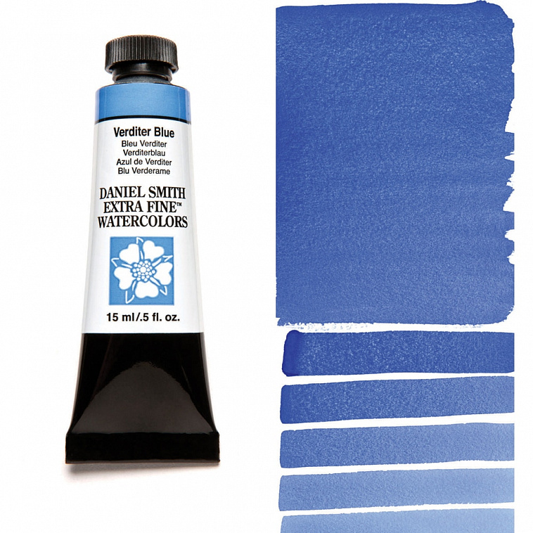 Акварель Daniel Smith в тубе 15 мл Синий яркий/Verditer Blue (PB28 PB36 PW4) 606x758