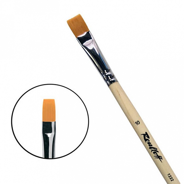 Кисть синтетика №10 плоская Roubloff "1222" длинная ручка п/лак 606x758