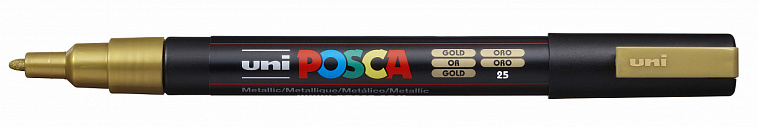 Маркер UNI "POSCA" PC-3M, 0,9-1,3 мм, наконечник пулевидный, №25 цвет золотой 606x758