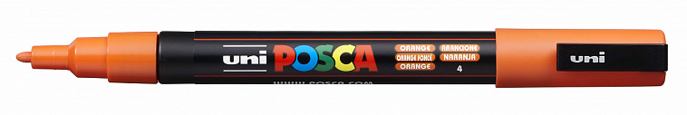 Маркер UNI "POSCA" PC-3M, 0,9-1,3 мм, наконечник пулевидный, №4 цвет оранжевый 606x758