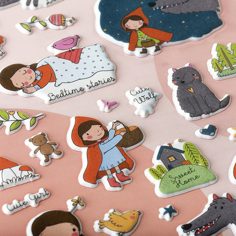 Наклейки объемные MESHU "Little red", 10*23 см, пакет европодвес 606x758