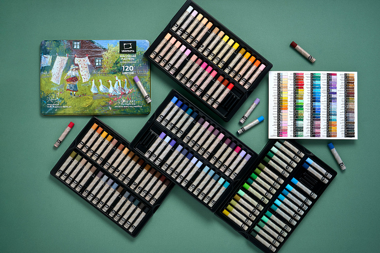 Набор пастели масляная Малевичъ "Graf'Art" профессиональная, 120 цветов 606x758