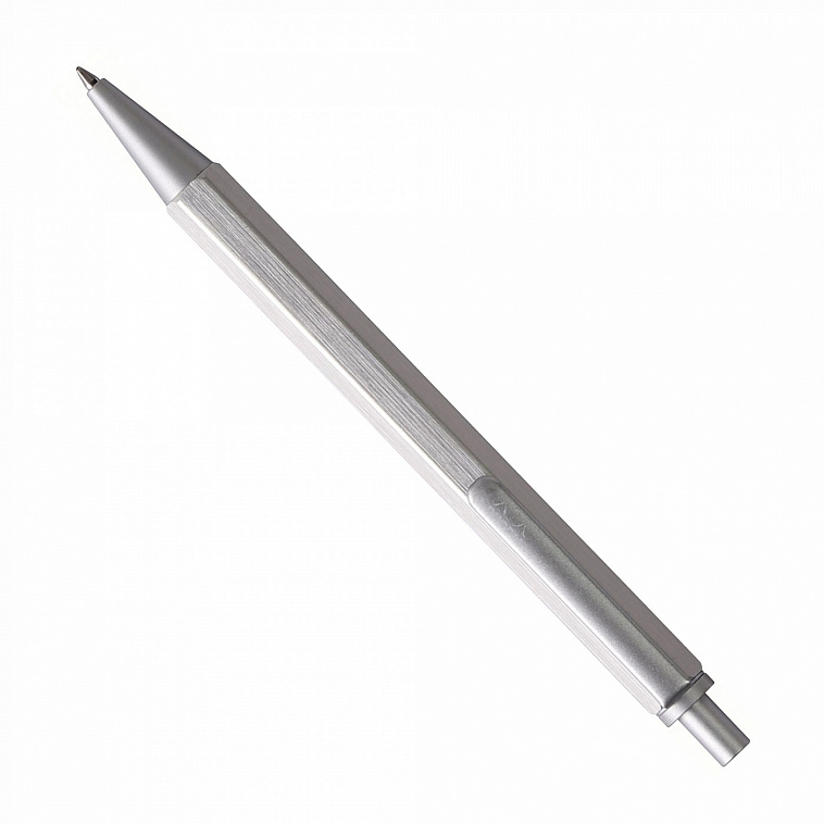 Ручка шариковая автоматическая Rhodia "scRipt" 0,7 мм, черная, корпус алюминиевый серебряный