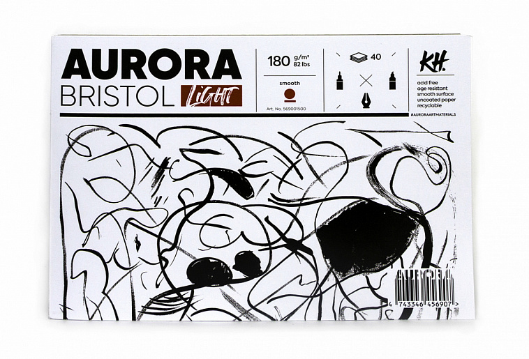 Альбом-склейка для графики Aurora Bristol А4 40 л, гладкий, альбомная ориентация