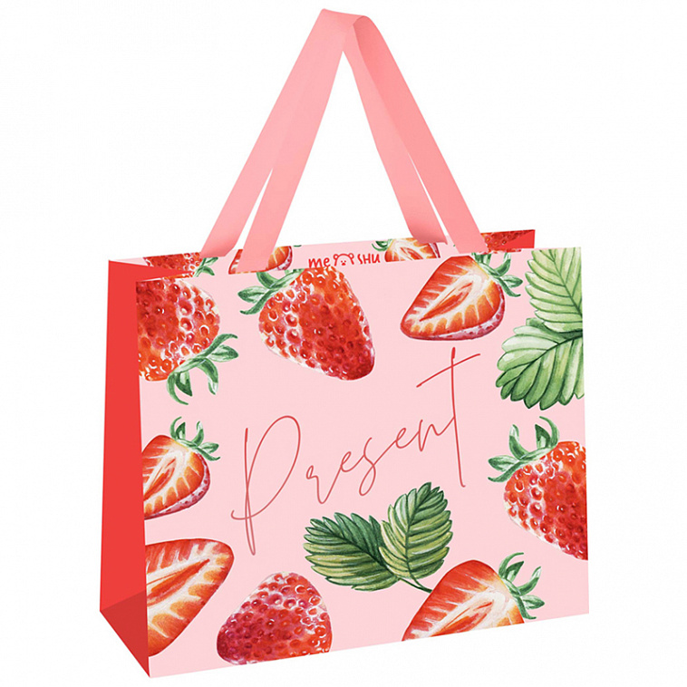 Пакет подарочный MESHU "Strawberry" 23*18*10 см 606x758