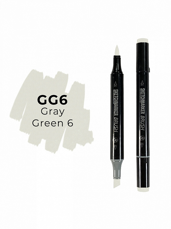 Маркер двухсторонний на спиртовой основе Sketchmarker Brush Цвет Серо зеленый 6 606x758