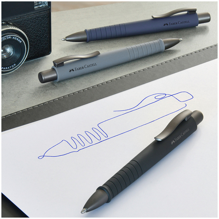 Ручка шариковая автоматическая Faber-Castell "Poly Ball XB" 1,4 мм, синяя, софт тач, трехгранный