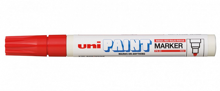 Маркер-краска Uni "Paint" PX-20, 2,2-2,8 мм, алюминиевый корпус, красный 606x758