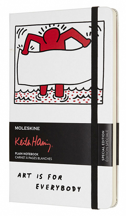 Записная книжка нелинованная Moleskine "KEITH HARING" Large 130х210 мм 240 стр белый