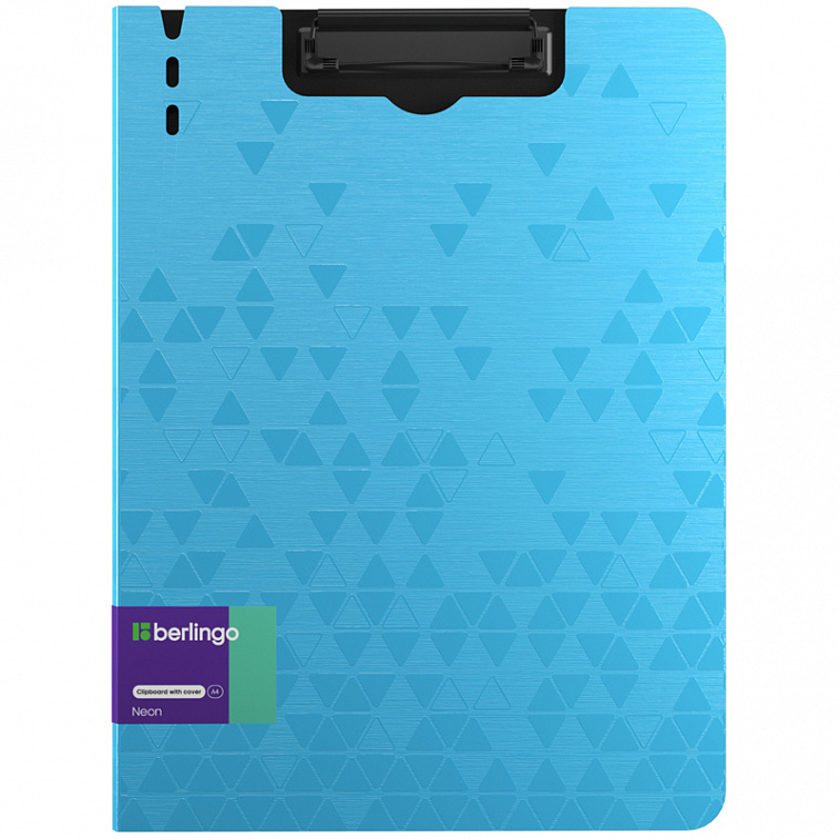 Папка-планшет с зажимом Berlingo "Neon" A4, пластик (полифом), 1800 мкм, голубой неон