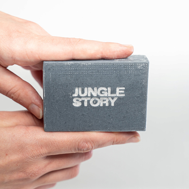 Органическое кокосовое мыло "Jungle Story" Кокосовое масло и уголь 606x758
