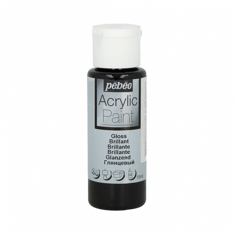 Акрил для декора Pebeo "Acrylic Paint" 59 мл, глянцевый, черный 606x758