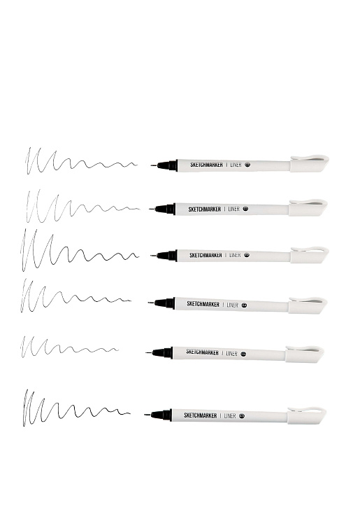 Набор ручек капиллярных SKETCHMARKER 6шт (0.05, 0.1, 0.2, 0.3, 0.4, 0.5мм) NEW 606x758
