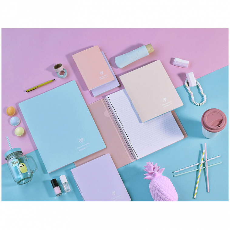 Тетрадь в клетку Clairefontaine "Koverbook Blush" А4 80 л 90 г, пластик. обложка, мятная