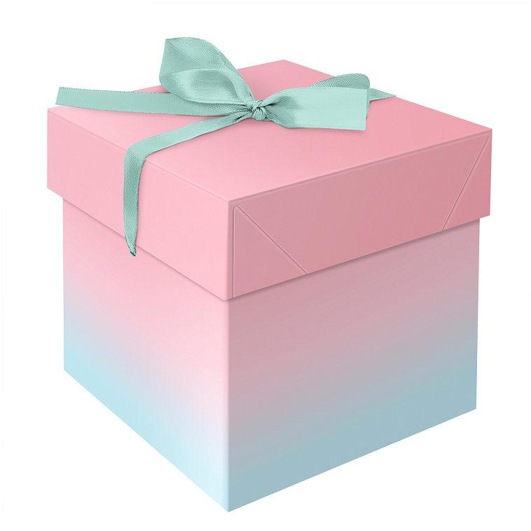 Коробка складная подарочная MESHU "Duotone. Mint-Pink gradient", 15*15*15 см, с лентой 606x758