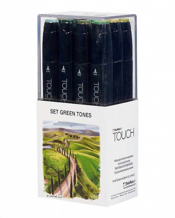 Набор маркеров Touch Twin 12 цв, Зеленые тона