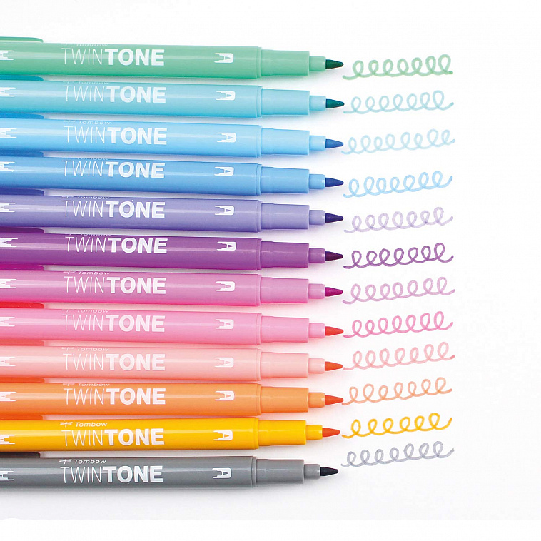 Набор маркеров Tombow TwinTone Pastels 12 цв, пастельные тона
