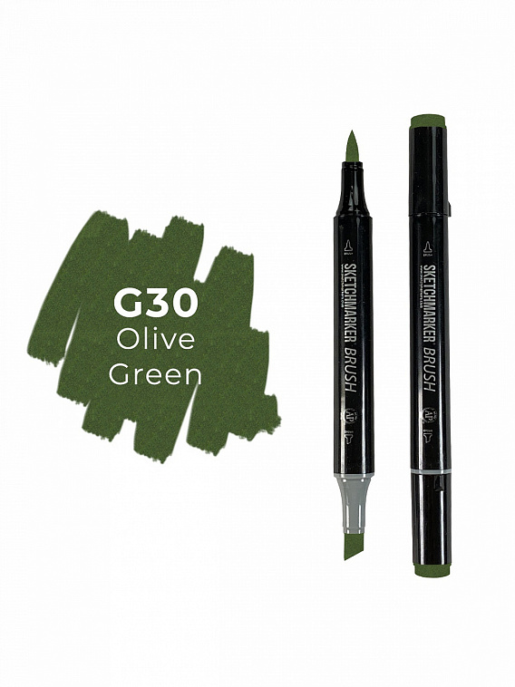 Маркер двухсторонний на спиртовой основе Sketchmarker Brush Цвет Оливковый зеленый 606x758